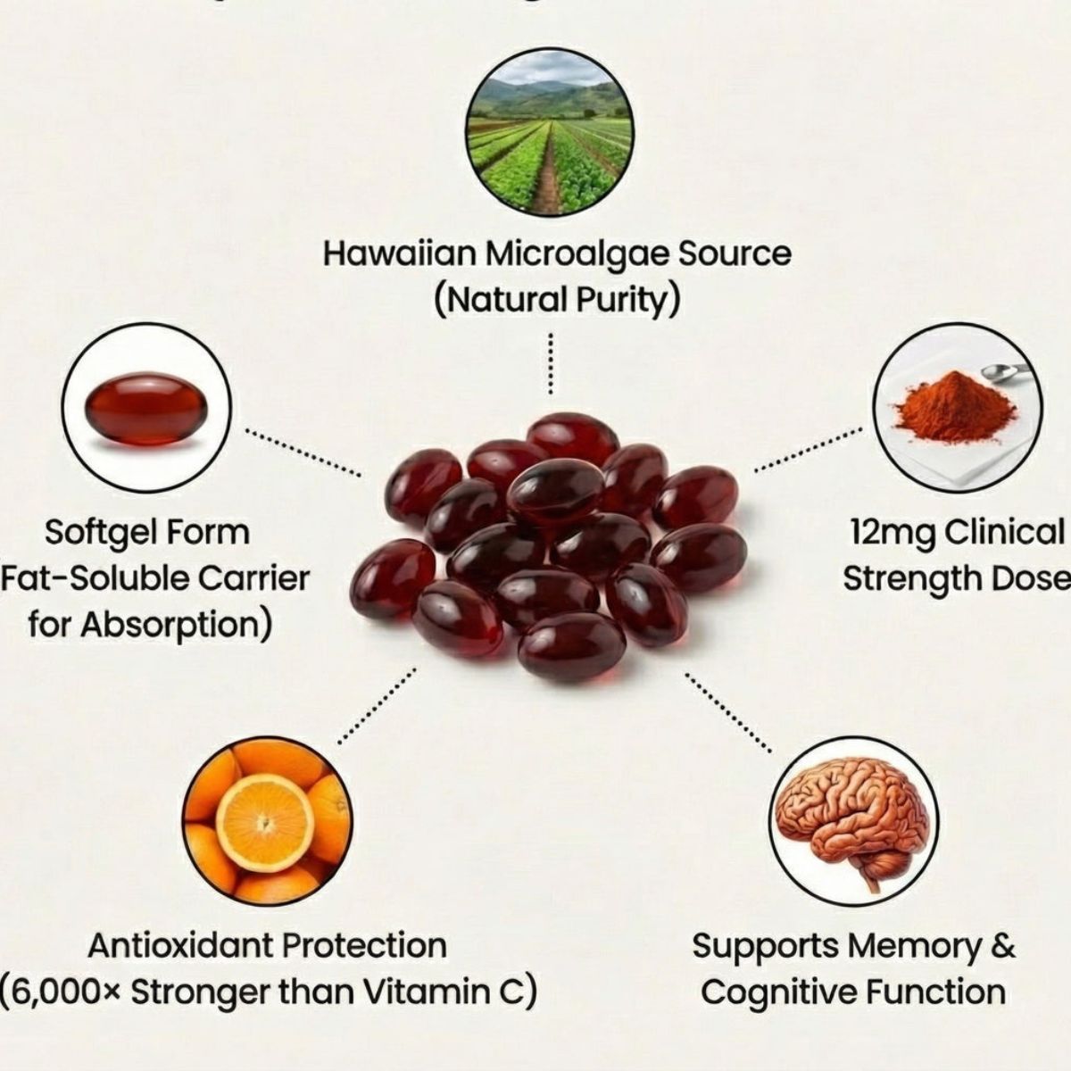 Astaxanthin 12mg Softgels – Full Body & Brain Cellular Protection For Healthy Ageing