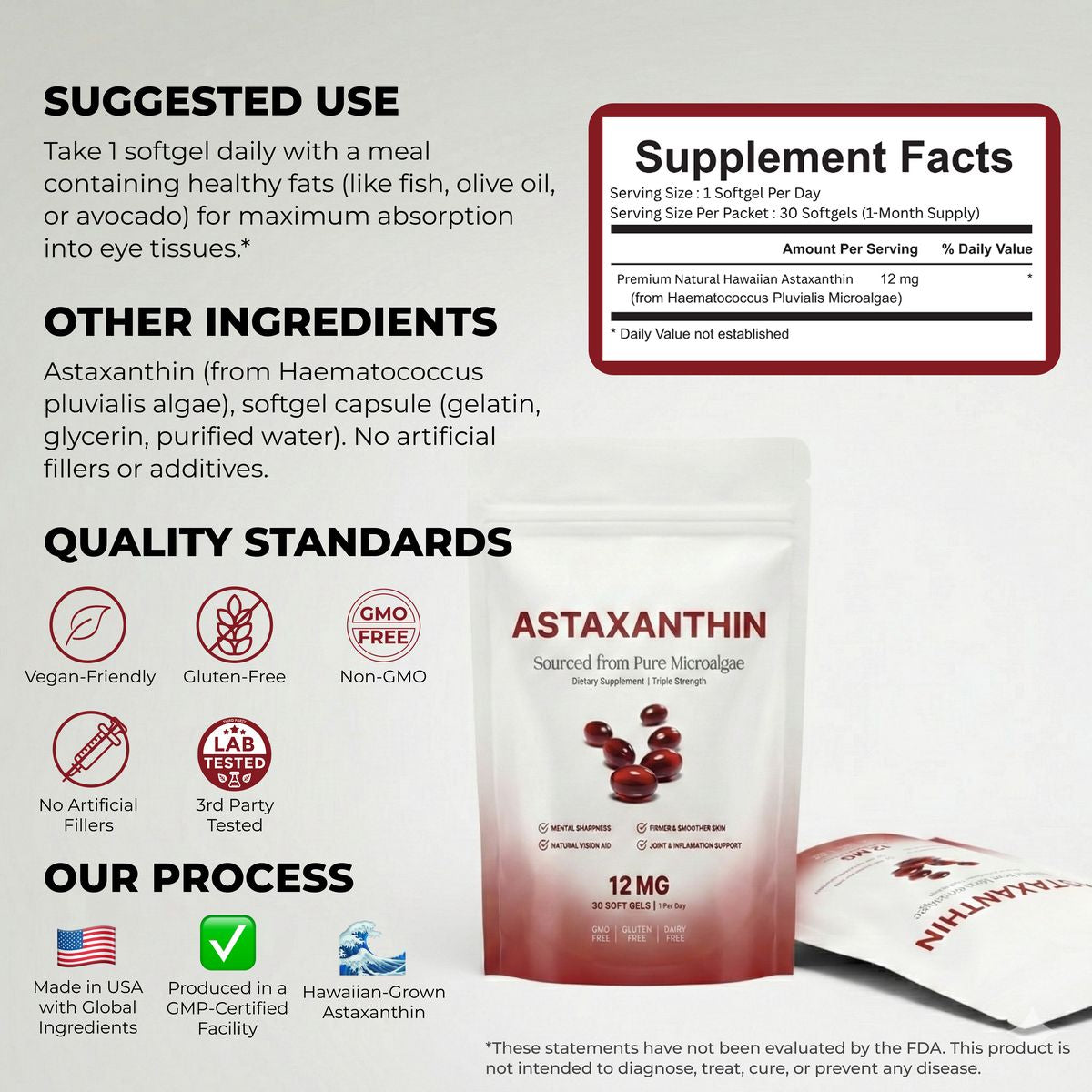 Astaxanthin 12mg Softgels – Full Body & Brain Cellular Protection For Healthy Ageing
