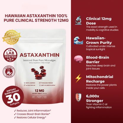 Astaxanthin 12mg Softgels – Full Body & Brain Cellular Protection For Healthy Ageing