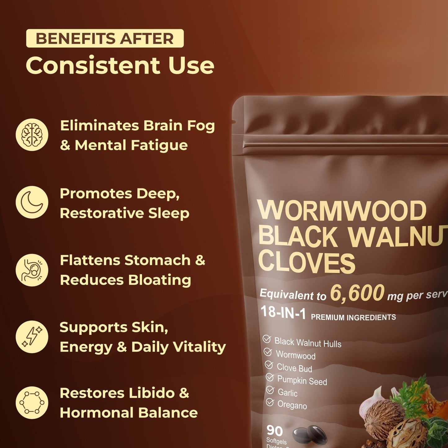 Wormwood Black Walnut ClovesFlush Out Hidden Parasites & Larva with Wormwood Black Walnut Cloves