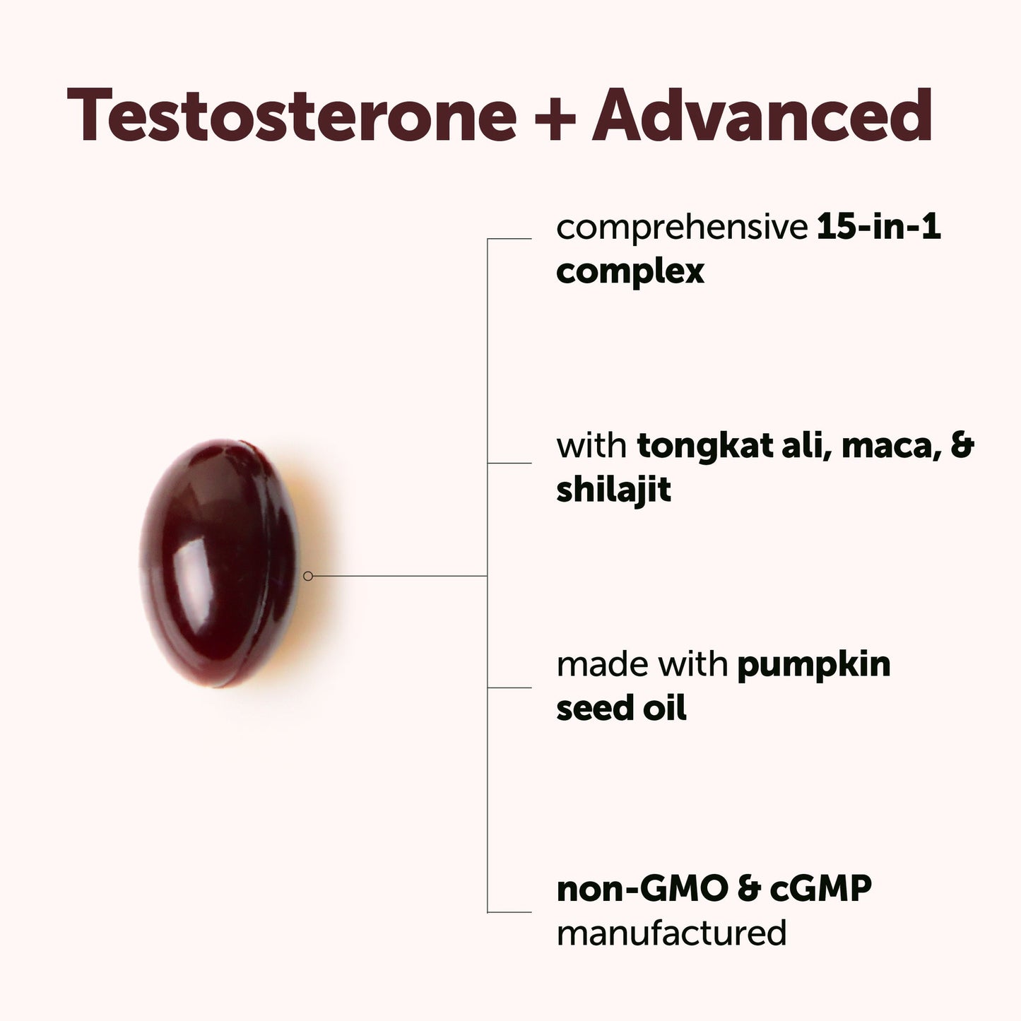 Testosterone+ Advanced 15-in-1 with Pumpkin Seed Oil, 240 Softgels