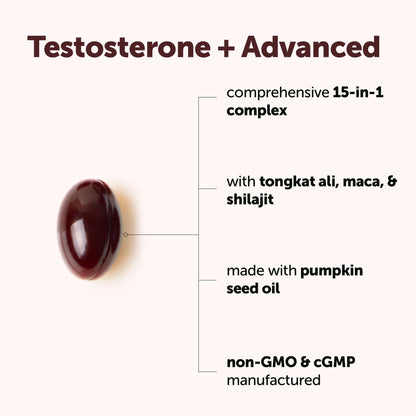 Testosterone+ Advanced 15-in-1 with Pumpkin Seed Oil, 240 Softgels