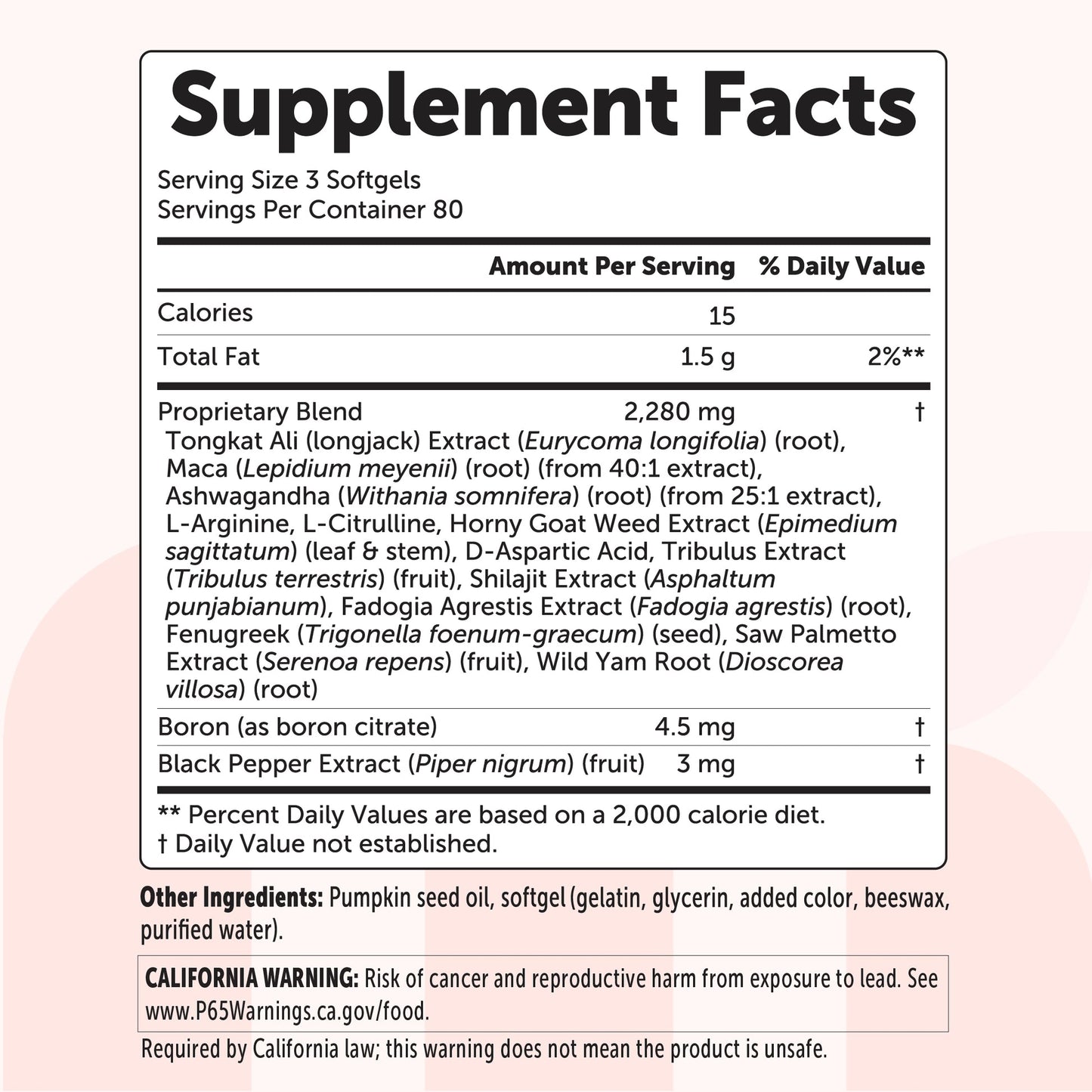 Testosterone+ Advanced 15-in-1 with Pumpkin Seed Oil, 240 Softgels