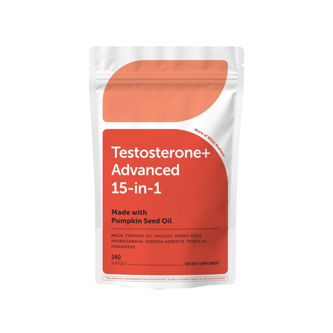 Testosterone+ Advanced 15-in-1 with Pumpkin Seed Oil, 240 Softgels