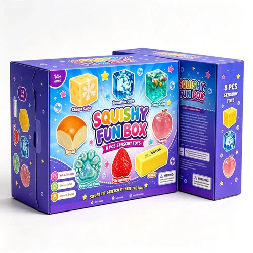 8-Piece Set Mystery Squishy Box, Blind Box Malt Sugar Stress Relief Toys, Sensor